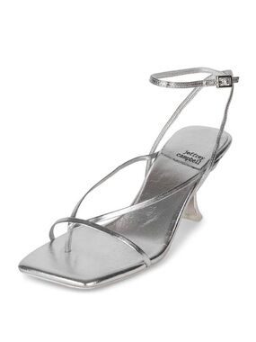 New JEFFREY CAMPBELL Fluxx Leather Sandals in Silver Size 6